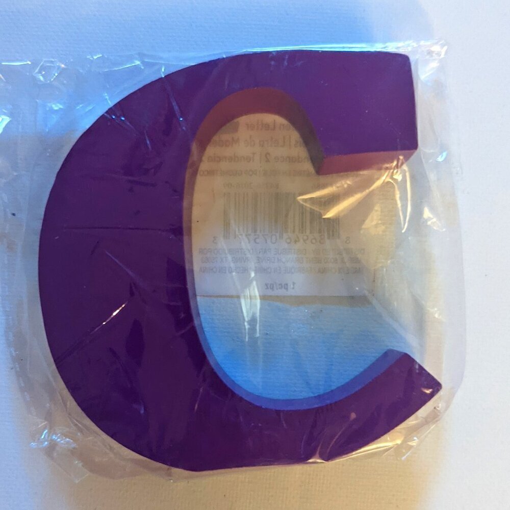NWT Deep Purple Letter 'c' Wood Alphabet Sign Geo Pop Michael's Wall Home Decor